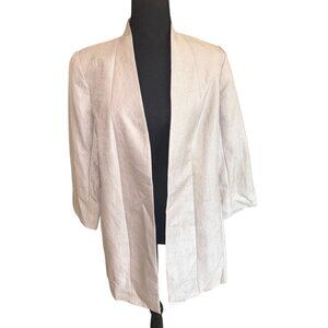 Eileen Fisher Mirage Jacquard Jacket Women's M Silver Open Front Neutral Shimmer